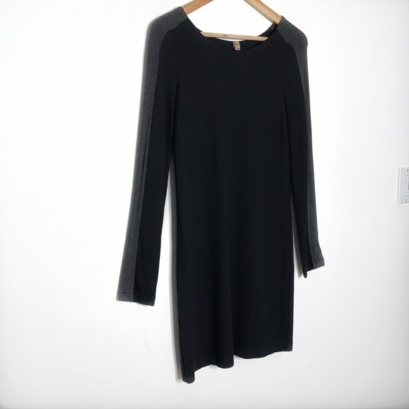 Bailey 44 Dress Sheath Black Grey Sleeve Colorblock Stretch Knit Long Sleeve LBD - Picture 11 of 11
